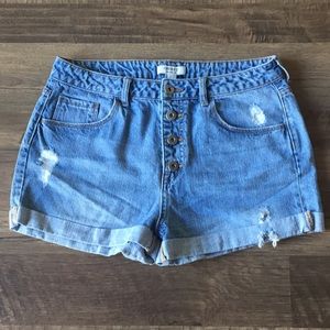Forever 21 Distressed Button Fly Denim Shorts 30